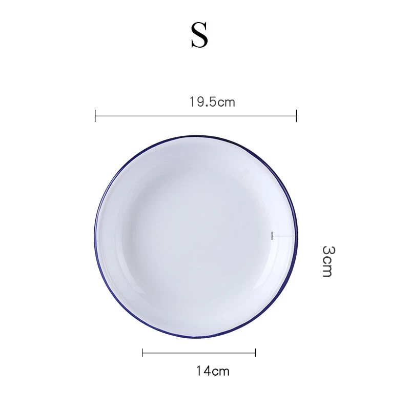 1PC 22cm Retro Weiß Emaille Teller Gebäck Camping Picknick Ess Schale Tablett - Bild 4 von 4