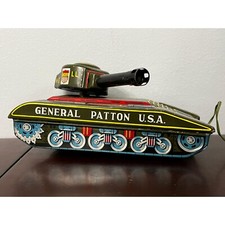 Vintage Cragstan Toys Tin Litho General Patton Battery Tank M-107