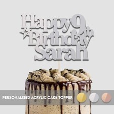 Personalised Cake Toppers Happy Birthday Acrylic Cake Decoration 18th 21st 30th