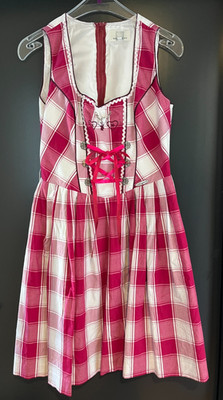 Damen Trachten Dirndl ärmellos Rot-Weiß gemustert Gr. 40 v. Spieth & Wenksy