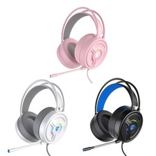Over-Ear Gaming Headset with LED Light Microphone Wired Stereo Headphone for PC