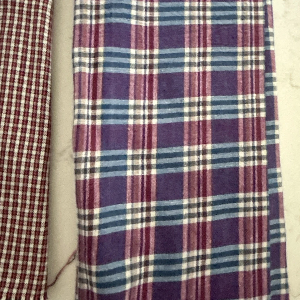 Cotton Quilt Fabric Remnants Lot of 6 Country Plaid Quilting Sewing Material - Image 4 of 4