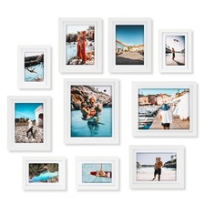 White Multi Picture Frames with Mat for Multiple Sizes Photos, Four 4x6, Four...