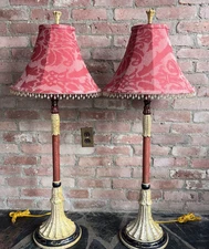 Maitland Smith-PR HAND MADE 41.5” BUFFET/COLUMN/CANDLESTICK LAMPS and SHADES-Exc