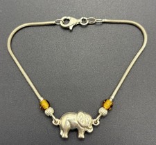 7.25" Sterling Silver Elephant Bracelet 925 5 Grams Z16