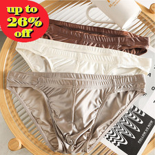Men's Satin Silk Briefs Panties Lingerie Knickers Breathable Underpants M-2XL