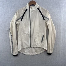 Rapha Stowaway Jacket Womens 10 Ivory Cycling Full Zip Windbreaker Lightweight