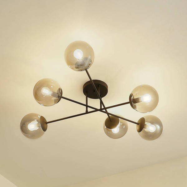 Lindby Deckenlampe 'Isamer' (Modern) In Schwarz Aus Metall (6 Flammig, E14) - De-image