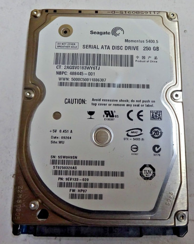 SEAGATE *5SW0H9SN* 250 GB * SATA HDD Notebook 2,5 Zoll #NFP1594