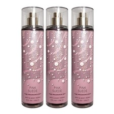 3 BATH  BODY WORKS PINK SUEDE FINE FRAGRANCE BODY MIST SPRAY 8oz 236ml NEW