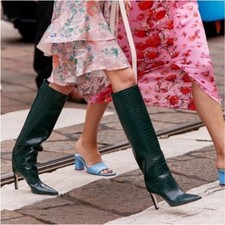 Jimmy Choo Mavis 100 Boots Dark Green Croc Embossed Leather boots size 6 EUR 36