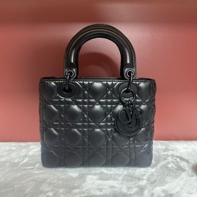 Christian Dior Lady Dior Black Cannage Lambskin Matte Black
