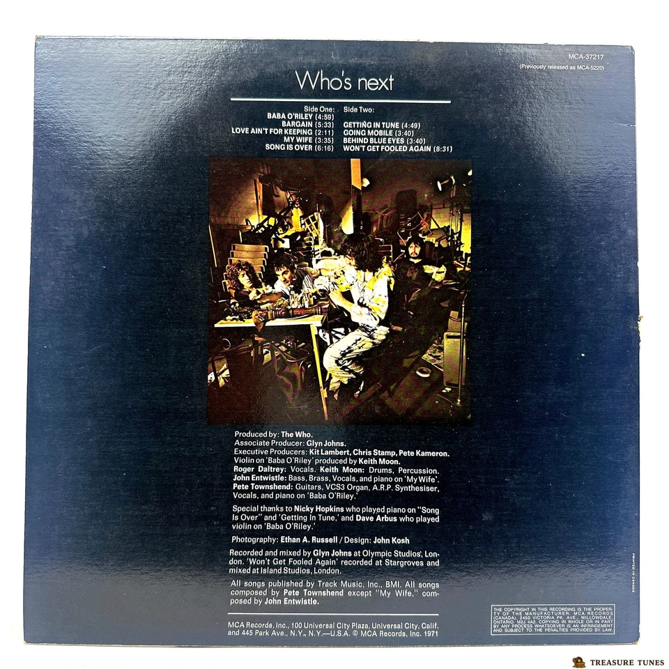 The Who – Who's Next Vinyl (LP, Album, Reissue) MCA-37217 - Image 3 of 4