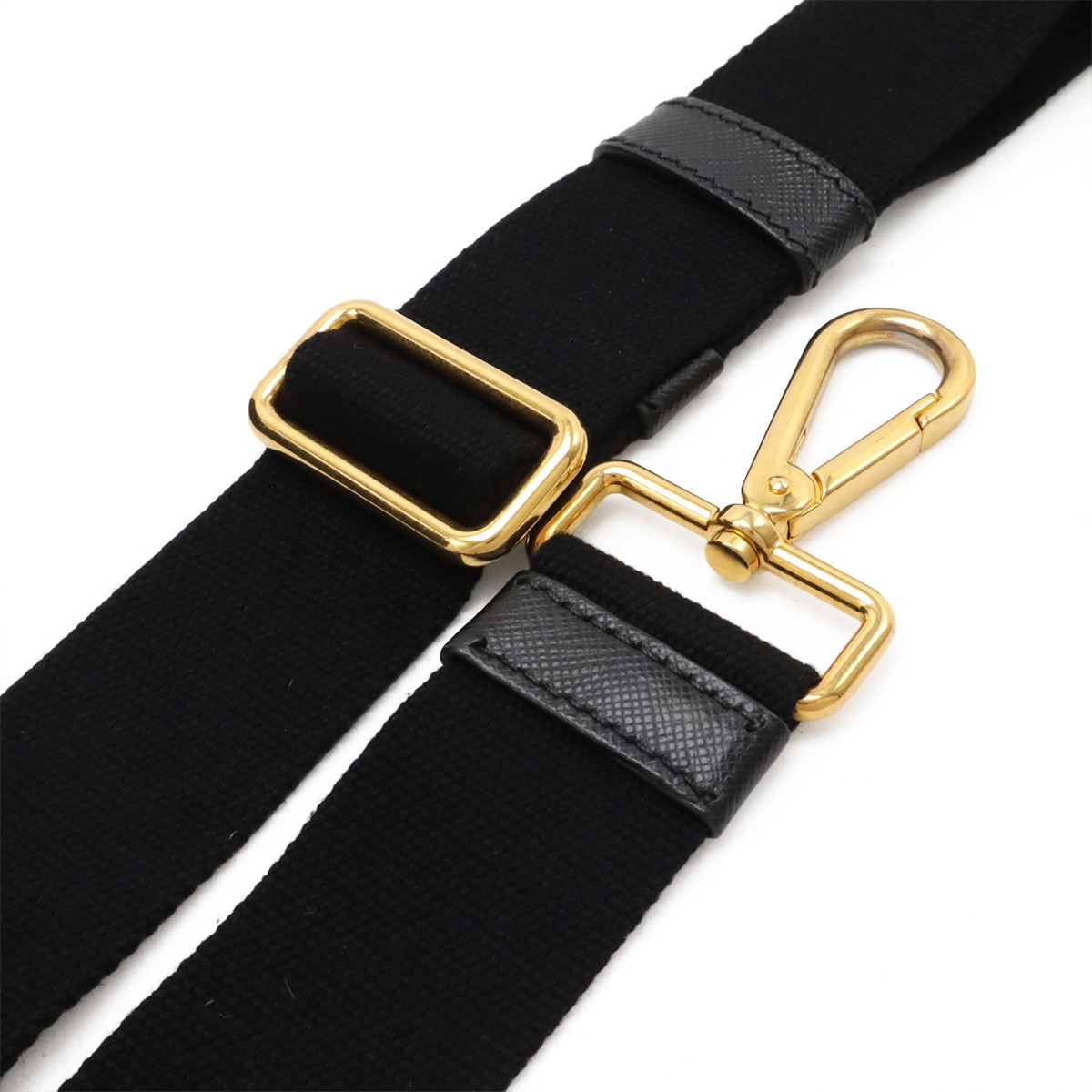 PRADA CANAPA Handbag 2WAY Shoulder Bag Crossbody Canvas NERO Black Gold Hardware thumbnail 5