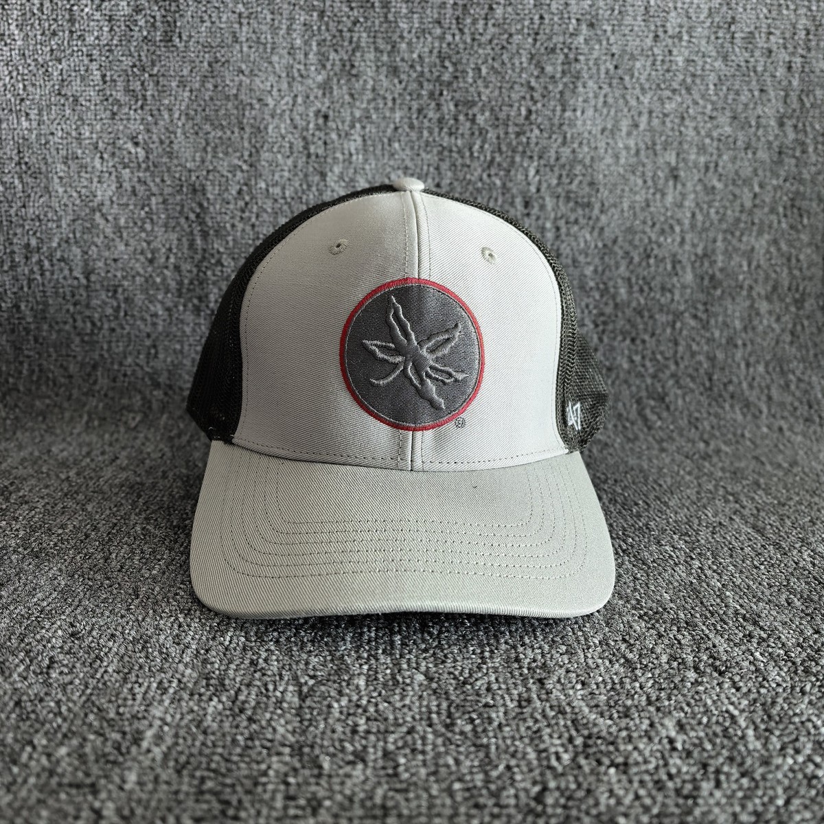 47 Brand Trucker Hat Cap Grey Black Snapback Adjustable Leaf Logo