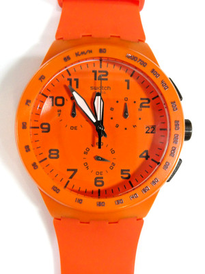 Eine seltene Swatch Chrono Uhr 2012 WILD ORANGE SUSO400 New Batt, voll funktionsfähig