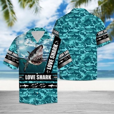 Love Shark Unisex Adult, Tropical Hawaiian Shirt, Aloha Party