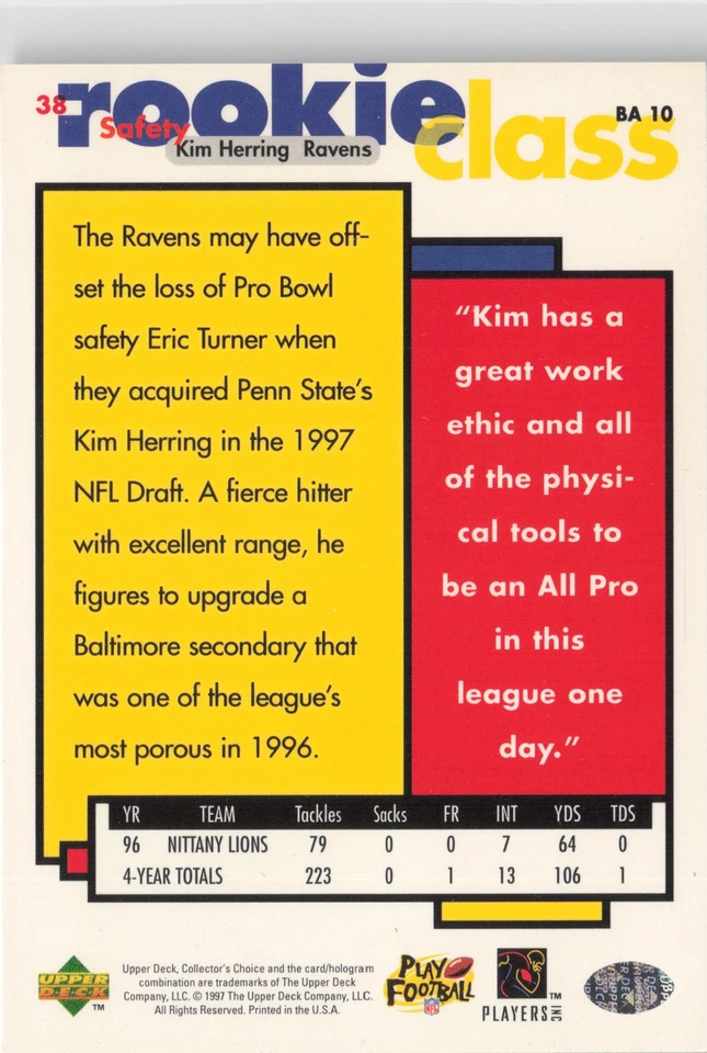 1997 Collector's Choice #38 Kim Herring - Image 2 of 2