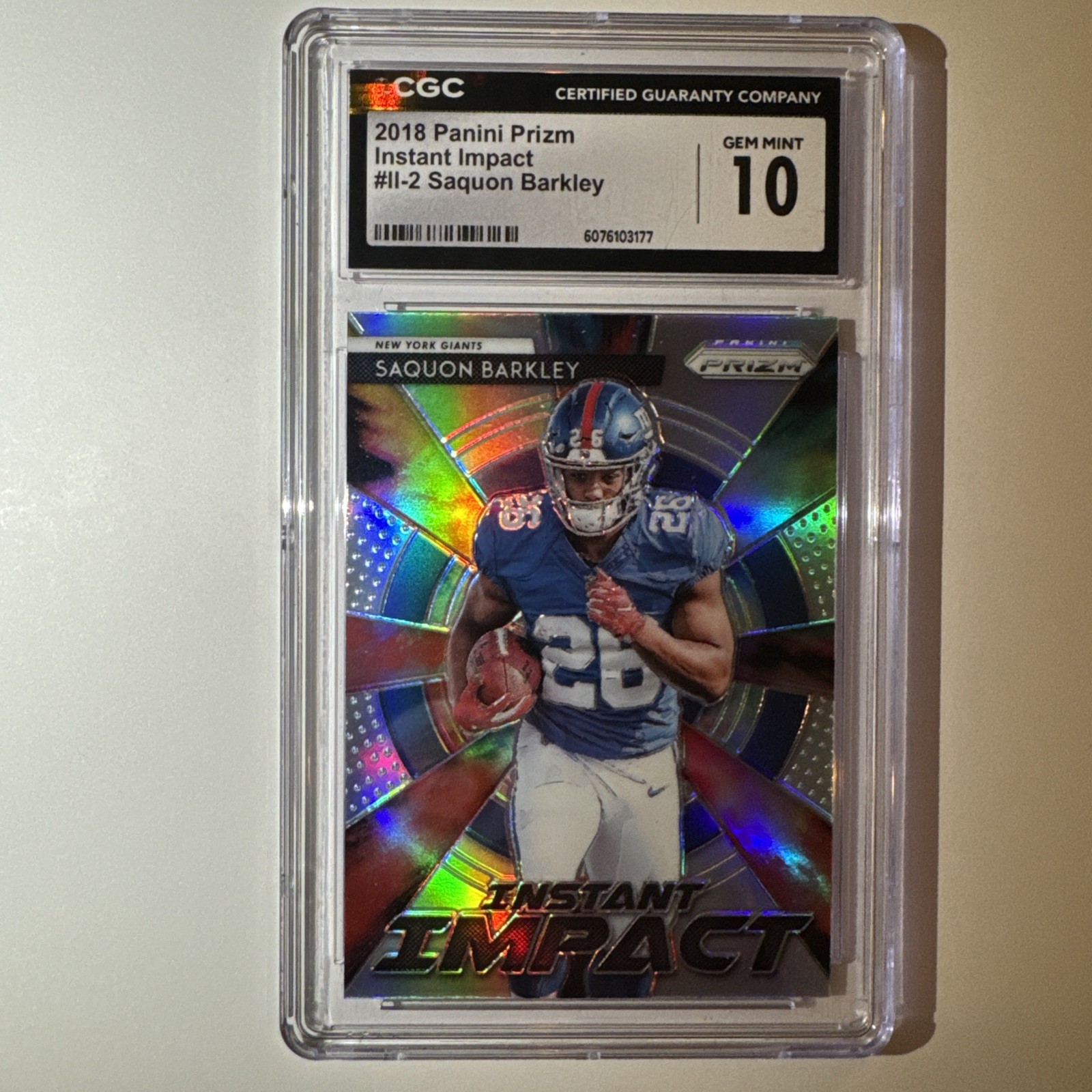 2018 Panini Prizm #II-2 Saquon Barkley Instant Impact RC Rookie Eagles! PSA 10
