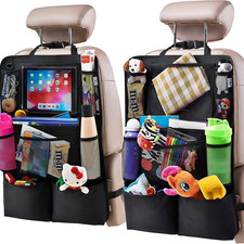 Car Back Seat Protector with Organizer, 19"x27" XL Kick Mats, Waterproof, 3 Pock