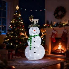 Christmas Snowman and Squirrel 4 FT for Outdoor Holiday Decoration with Light