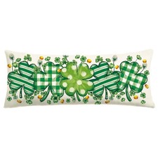 St. Patrick's Day Pillow Cover 14x36" - Lucky Green Shamrock Lumbar Cushion Case