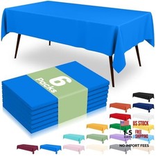 Packs Disposable Plastic Table Cloth, 54 x 108 Inch 54" x 108" 6 Blue