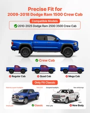 Running Boards Nerf Bar Side Step 6 in for 09-18 Dodge Ram 1500 Crew Cab