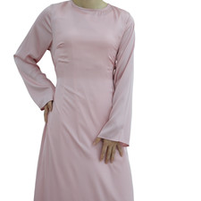 Muslim Women Long Sleeve Maxi Dress Solid Color Abaya Dubai Kaftan Ramadan Islam