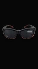 New POLARIZED Fits Over Your Glasses SOLAR SHIELD Sunglasses Black and Tortoise