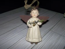 Bethany Lowe Angel Ornament Rustic Figurine Metal Wings Halo Holding Heart Dove