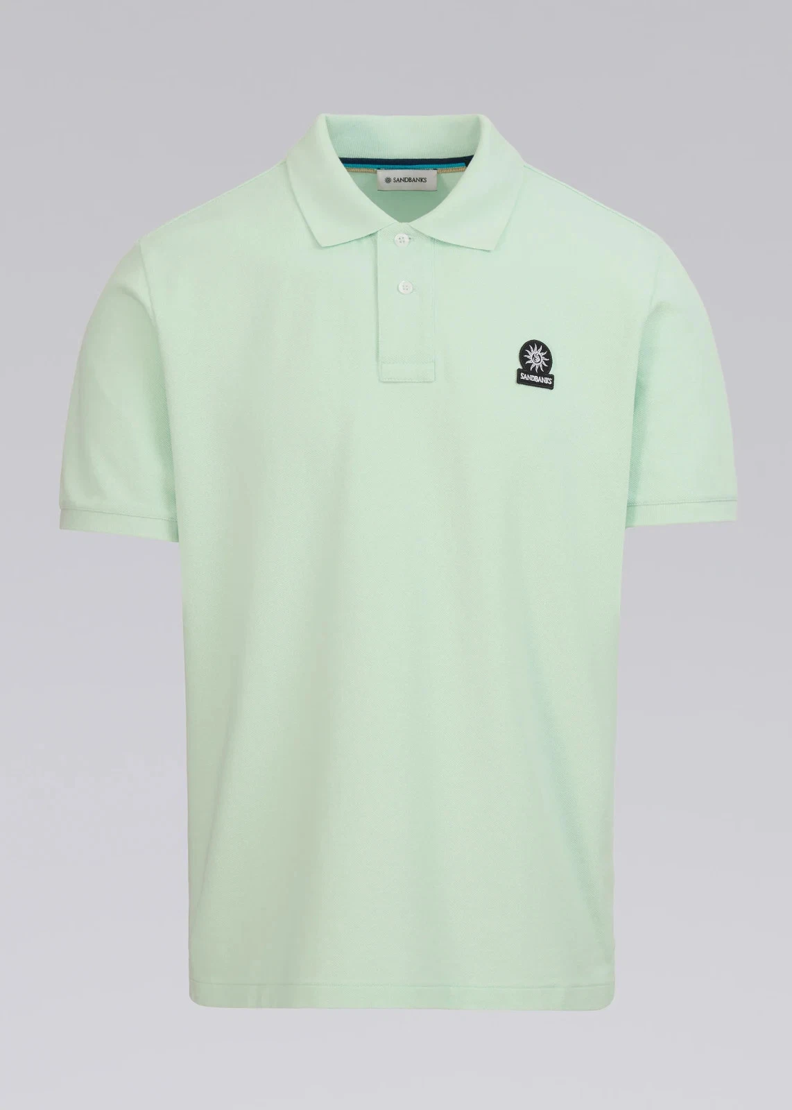 SANDBANKS BADGE LOGO PIQUE COTTON POLO SHIRT MINT GREEN MEDIUM RRP £110 BNWT