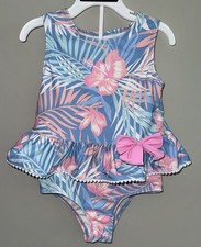 Girl's Tommy Bahama 2 PC Blue and Pink Tropical Tankani Swimsuit Size 4T