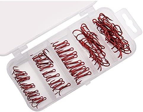 50pc High Carbon Steel Fishing Treble Hooks Kit