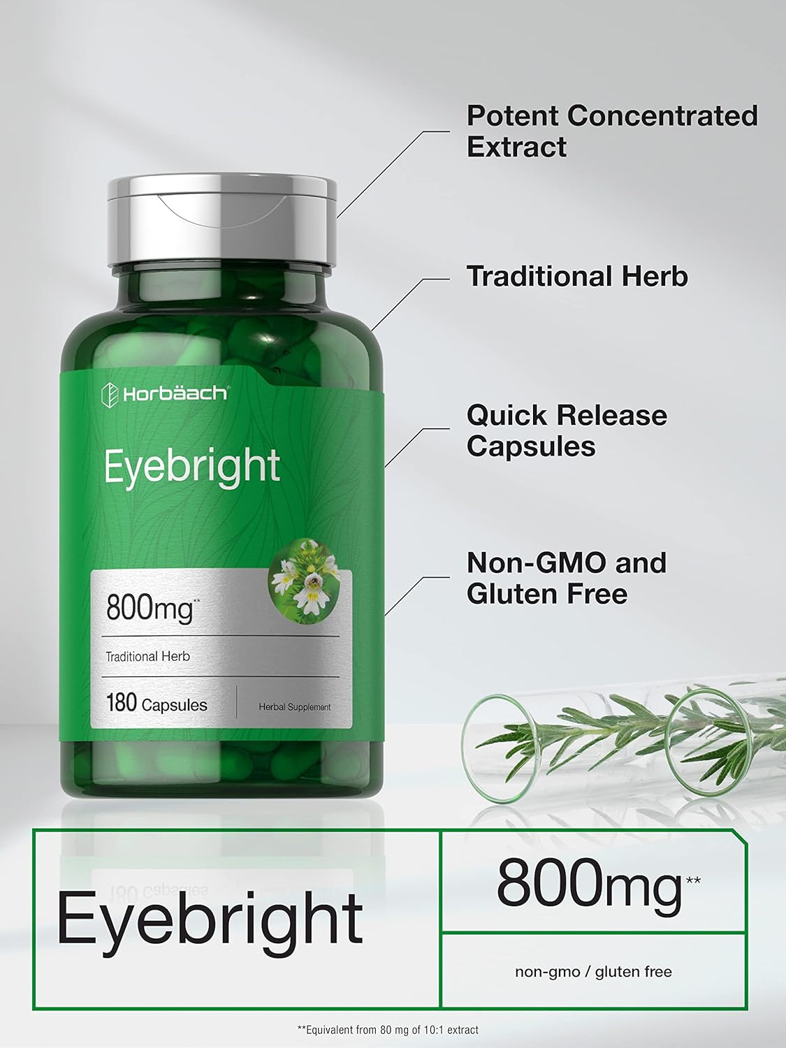 Eyebright Herbal Supplement | 800Mg | 180 Capsules | Non-Gmo, Gluten Free