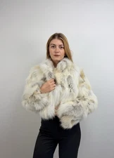 Luxury Fur Cropped Jacket, Golden Island Fox Jacket, Stylish Winter Jacket