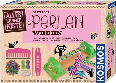 KOSMOS AllesKönnerKiste Perlen weben 2-in-1-Webrahmen, Bastel-Set, Basteln für Mädchen