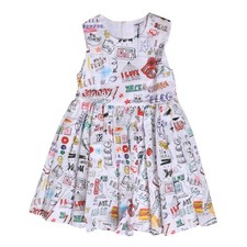 DOLCE & GABBANA Kids Dress White Cartoon Print Sleeveless A-line s. Tag 8 690usd