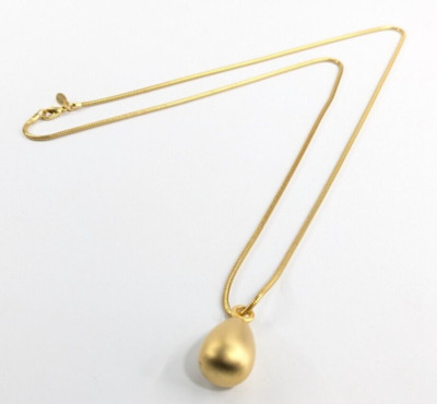 Express Chunky Matte Gold Tone Heavy Egg Shaped Pendant Snake Chain Necklace
