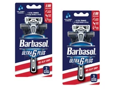 Barbasol Ultra 6 Plus Disposable Razors (3 Count) - Pack of 2