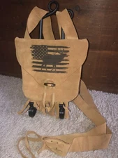 Muzzleloading black powder  Fringed Engraved Bag Handcrafted Brown Suede Leather