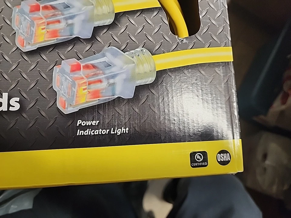 Prime Wire 30 Ft 12/3 Yellow Extension Cords Heavy Duty 2 Pc Light Indicator - Image 4 of 4