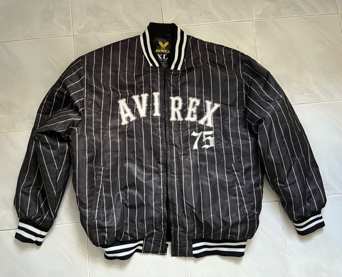 Avirex Black & White Stripes Bomber Jacket | eBay Avirex Black & White Stripes Bomber Jacket | eBay