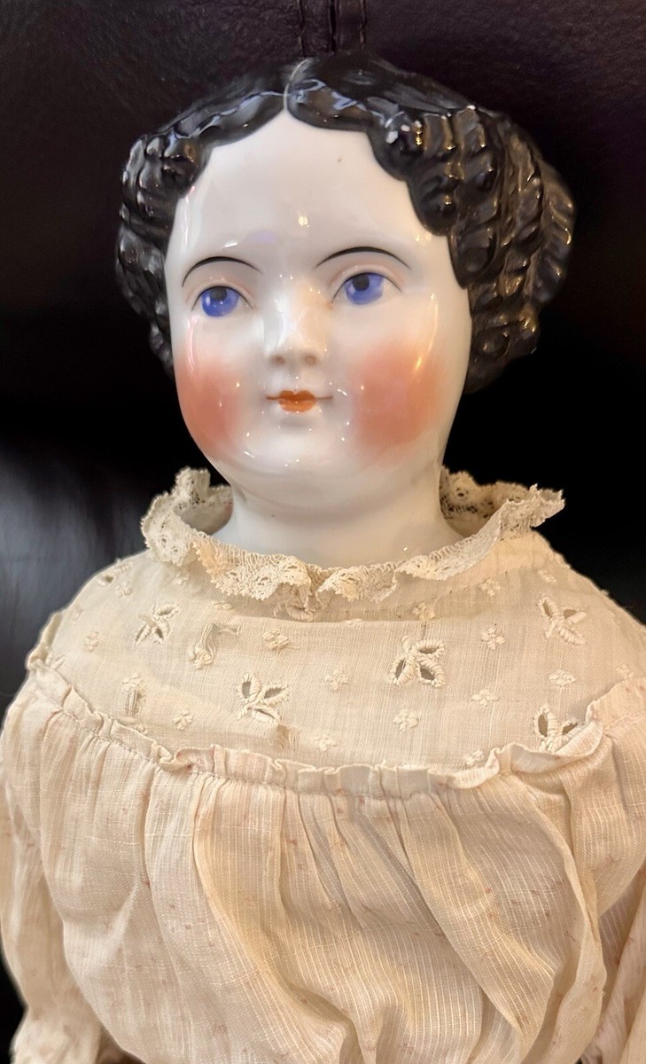 C1860 Civil War Era China Head Doll W/Orig Body 21” All Original