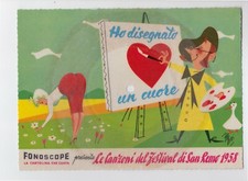 SAN REMO 1958 HO DISEGNATO UN CUORE FONOSCOPE DISCO LA CARTOLINA CHE CANTA 45 GG