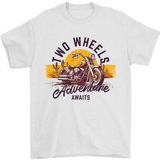 2 Wheels Adventure Biker Motorcycle Chopper Mens T-Shirt 100 Cotton