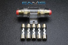  1 AGU FUSE HOLDER W/ 5 5 AMP 4 6 8 10 GAUGE IN LINE GLASS AWG WIRE NICKEL