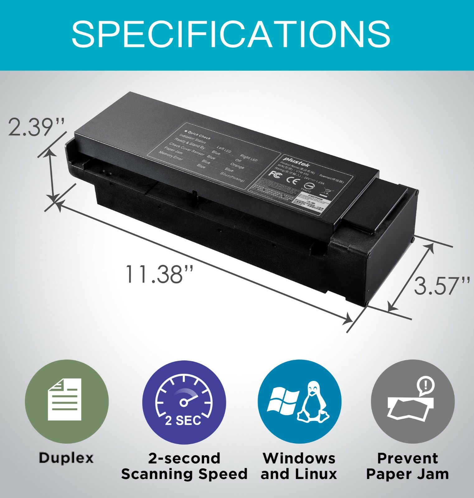 Plustek VTM 300 Kiosk Scanner, Scanning Module include SDK&Serial ...
