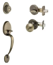 Copper Creek Handle Set CZ2610AB Antique Brass With Interior Knob Set