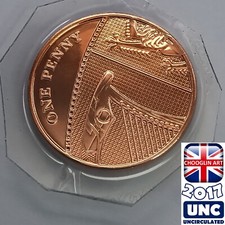 (BRILLIANT UNC) BRITISH 2017 ELIZABETH II ONE PENNY 1p coin, 9 Years Old!